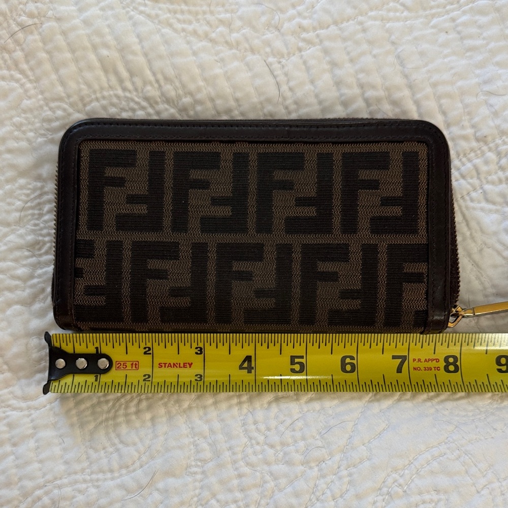 Fendi Brown and Black Zipper Wallet